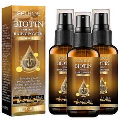 3kpl Biotin Hair Growth Spray Anti Hair Loss Fast Regrowth Scalp Treatment Serum