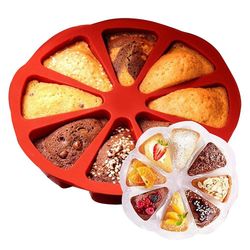 Silikone Cake Mold Bagning Wienerbrød Scone Pander Bakeware 8 Cavity Microwave Bread Pie Pizza Mould KøkkenRedskaber Rød