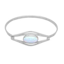 Ortak Sterling sølv håndlavede skotske Sahara Sunset armbånd - hvid Opal syntetiske sten