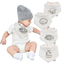 Neutraalit luomuvauvat Bandana Drool Bibs pojille ja tytöille 4 pakkaus hauska pehmeä söpö Unisex Baby Teethi