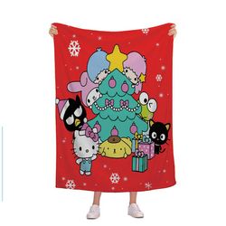 Christmas Sanrio Trykt tæppe Sød Kitty Cat Flannel Tæppe 2 Stil 8 75*100cm