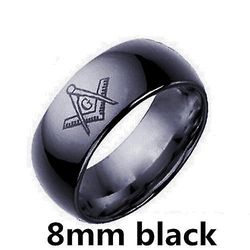 Bricks Masons Le baiser firkantet og kompas glatte runde ringe 8 mm sort 10