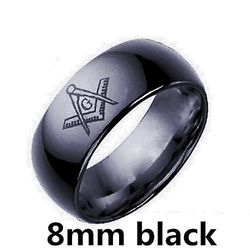 Bricks Masons Le baiser firkantet og kompas glatte runde ringe 8 mm sort 6