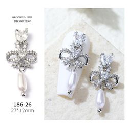 Manicure Zircon smykker søm kæde vedhæng med metal diamant 18626