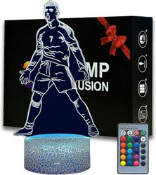 Jkw Portugalin jalkapalloilija Ronaldo 7 Yövalo pojille,16 Värinvaihto himmennettävissä etähuoneen jalkapallosisustuksella, pöytävalaisimella jalk...