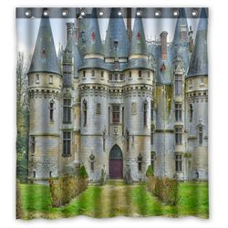 Abphqto Ile De France Vigny-slottet i Val D Oise Vanntett Polyester Dusj Gardin Og Kroker 160x180 Cm