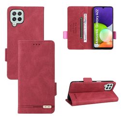 Gangxun Etui til Samsung Galaxy A22 4g læderetui Folio Flip med kreditkortspor Etui Coque Rød