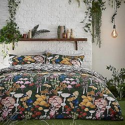 Furn Amanita abstraktit sienet pussilakanasetti Forest Green Single