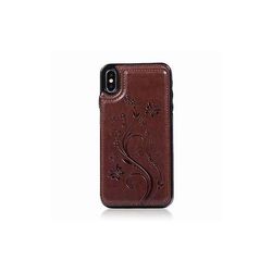 AIR Samsung Galaxy S9 / S9 Plus blomstermønster læder shell taske - brun