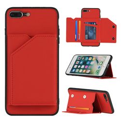 Gangxun Sag til iphone 8 Plus / 7 Plus Vintage Cuir Cover Læderetui Kofanger - Rouge
