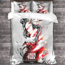 Kerota Linkin Park Music -pussilakanasetit Rock 'n' Roll Pääkallo -vuodevaatteet Mikrokuituinen King -vuodevaatteet Single135x200cm