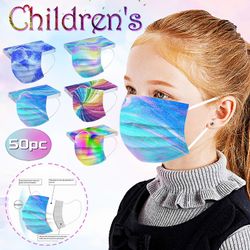 50pcs Mascarillas Ninos Blandet 3-lags Engangs ansigtsmasker 3d Kat Print Ansigtsmasker Mundmasker Masker Halloween Cosplay Kids-Mixed-B-50PC