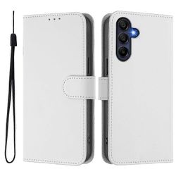 Samsung Galaxy A26 5g -kotelolle Yksivärinen Lompakko Nahkainen Puhelimen Kansi Hihnalla Valkoinen