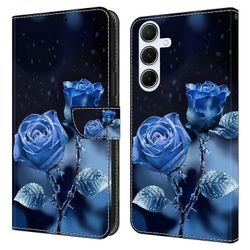 Samsung Galaxy A56 5G:lle lompakkokotelo, kuviollinen jalustalla, nahkainen läppäkotelo puhelimelle - siniset ruusut Monivärinen Blue Roses