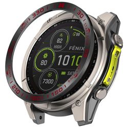 Garmin Fenix 8 51mm AMOLED-versiolle ruostumattomasta teräksestä valmistettu kehys naarmuuntumaton suojarengas - Bla Monivärinen Black+Red