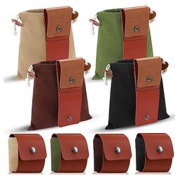 Jying Læder og lærred Bushcraft Bag Canvas Fouragering Pose til Vandreture Camping Treasures Picking Udendørs Camping Opbevaring Bælter Tasker Khaki