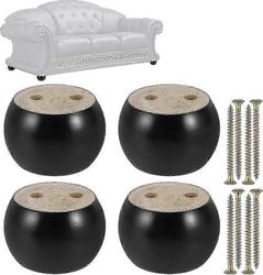 50mm korkea eukalyptus musta pyöreä nuttura puiset huonekalujalat - 4kpl sohvalle, sängylle, nojatuolille ja kaapille