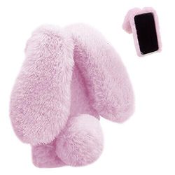 Gangxun Kompatibel med Samsung Galaxy A12 5g / M12 etui, Cute Plys Legetøj Fluffy Bunny Ear Phone Case Varm glat kaninpels Blød taske Silikone stød...