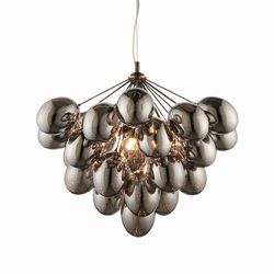 Endon Lighting Infinity Vedhæng Sort Chrome Effekt Plade &Smokey Mirror Effekt Tonet Glas 6 Lys Dæmpbar IP20 - G9