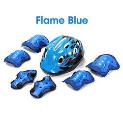 Drenge &piger Børn 7pcs/set Skate Cykling Cykel Sikkerhedshjelm Knæ AlbuePuder Blå