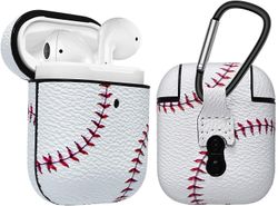 Linkrunning AirPods etui, AirPods PU læder hårdt etui, bærbart beskyttende stødsikkert øretelefon tilbehør cover m / karabinhage / nøglering kompat...