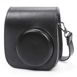 Pikakamerakotelo Fujifilm Instax Mini 12/Mini 11/Mini 9/Mini 8 retronahkaiselle laukulle olkahihnalla Musta