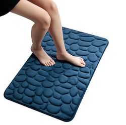 Handuo Bade tæpper Mat Badeværelse Gulvmåtte Sæt Memory Foam Bathmat blå 50*80cm