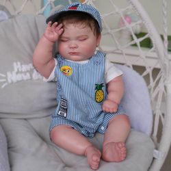 50Cm fuld krop silikone genfødt baby dreng sovende joseph dukke rodfæstet hår 100% håndmalet dukke med genesis maling flere