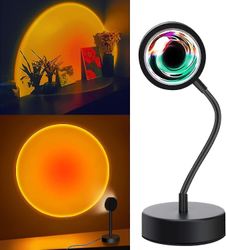 Sunset Lampe Tiktok Lampe, 360graders Chill Vibe Sunset Projection Lampe, Dæmpbar Led Night Light Sunset Lamp Projector til børn soveværelse / kont...