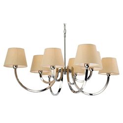 Firstlight Lighting Fairmont 8 Lys Multi Arm Lysekrone poleret rustfrit stål, Creme Linned Skygge, E14