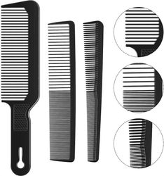 3 stykker haircut kam sæt tilspidset flad top haircut børste varmebestandig fiber kam