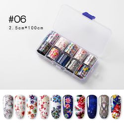 Initially 1 Set Nail Art Transfer Klistermärke Box Set Laser Laser Star Transfer Nail Art Klistermärke Överföringspapper N5320-06