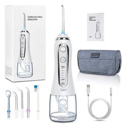 5 tilstande Oral irrigator 300 ml bærbar vand Tandtråd Tandtænder Renser Usb genopladelig irrigator med rejsetaske Hvid