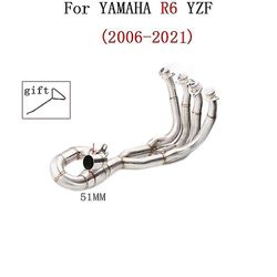 Motorcross udstødning Fuldt system motorcykel modificeret forreste midterrør lyddæmper cykelslip på rustfri til Yamaha R6 2006 til 2021