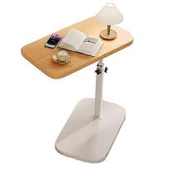 Yöpöytätarjotin, nostettava yöpöytä makuuhuoneeseen ja sairaalaan, 360 astetta pyörivä, paksunnettu kansi, keltainen