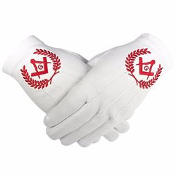 Bricks Masons Masonic regalier 100% bomuldhandsker firkantet kompas og g - rød Xl