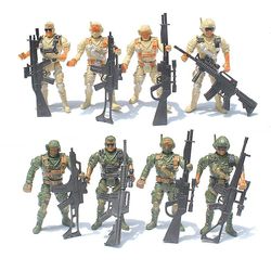 8 pak militærlegetøjssoldater legesæt Figurer af hærmænd med våbentilbehør