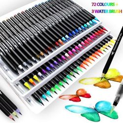 Suren 72-farve blød og elastisk nylon Nib akvarelpen er meget velegnet til kalligrafi