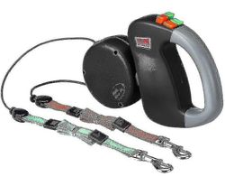 Qilk Kaksinkertainen talutushihna koiran talutushihna, sisäänvedettävä koiran talutushihna kaksinkertainen talutushihna kahdelle koiralle Koiran ta...