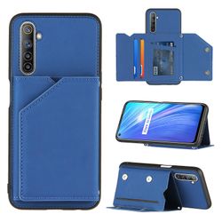 Gangxun Sag For Realme 6 Vintage Cuir Cover Læder sag Kofanger - Bleu