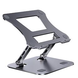 Laptop Stand Sammenleggbar rotere aluminiumslegering bærbar bærbar Riser holder kompatibel med 10-17 tommers bærbar Macbook Air Pro Grå