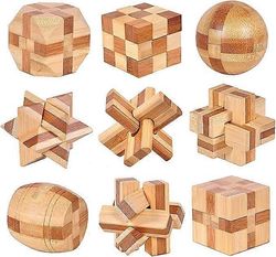 Sarja 9 3D puiset aivot teaser-palapeliä, IQ Challenge -pulmapelit, Small Logic Mind Puzzle Box -lelun poistaminen Kokoaminen Lukko-palapeli lahjas...