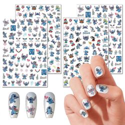Stitch Nail Art Tarrat Söpö Sarjakuva Kynsi Taide Tarrat 3d Itseliimautuva Kynsi Tarra Kawaii Suunnittelija Anime Kynsi Tarrat Tytöille Lapset Nais...
