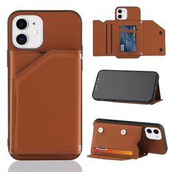 Gangxun Sag Til Iphone 12 Vintage Cuir Cover Læderetui Kofanger - Marron