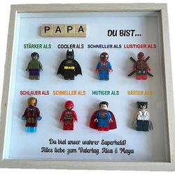 Supersankari Valokuvakehys Seinä Taideteos Retro Sarjakuva Hahmo Perheen sisustus Valkoinen 8 People