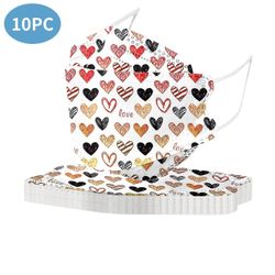 10stk Engangs voksne maske Valentinsdag Pink Heart Sweet Pri grå