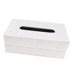 Pu Leather Tissue Box Cover Serviett Case Holder Arrangør Hvit L