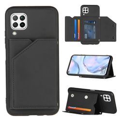 Gangxun Case For Huawei P40 Lite Vintage Cuir Cover Læderetui Kofanger - Noir
