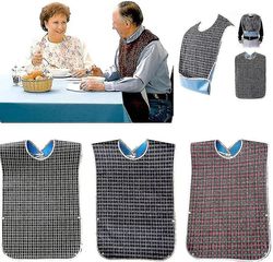 3 Pack Voksen Hagesmække med Crumb Catcher - Vaskbar Voksen Dining Bib, Stor voksen