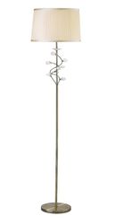 Inspired Lighting Pilegulvlampe med cremeskærm 1 lys antik messing, krystal